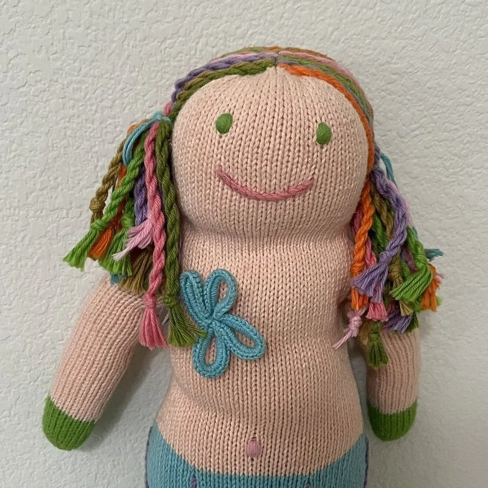 Blabla Kids Regular Mermaid Doll Hand Knitted Plush Blue Tail 18